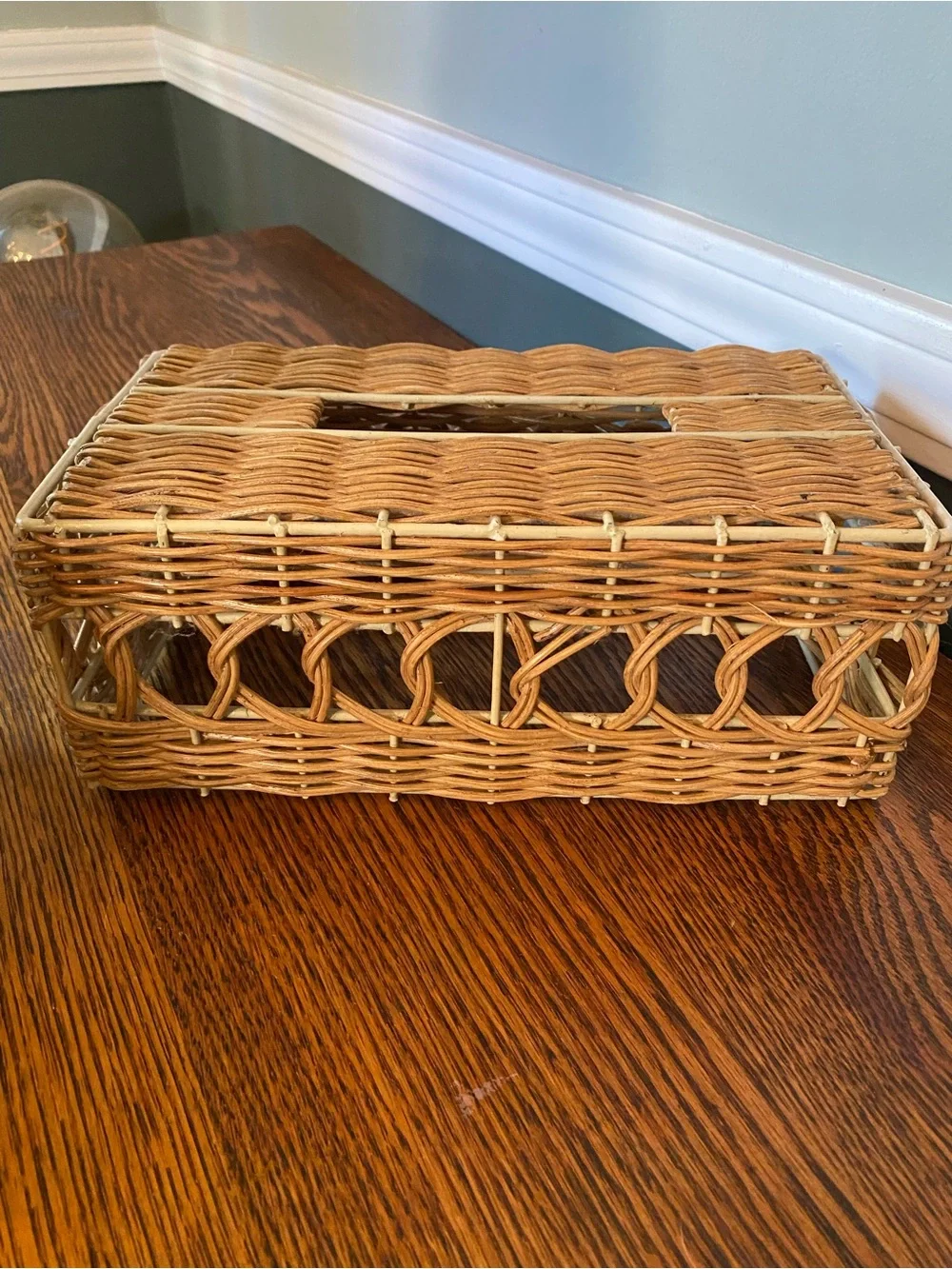 Vintage Boho Wicker Rattan Tissue Box Cover